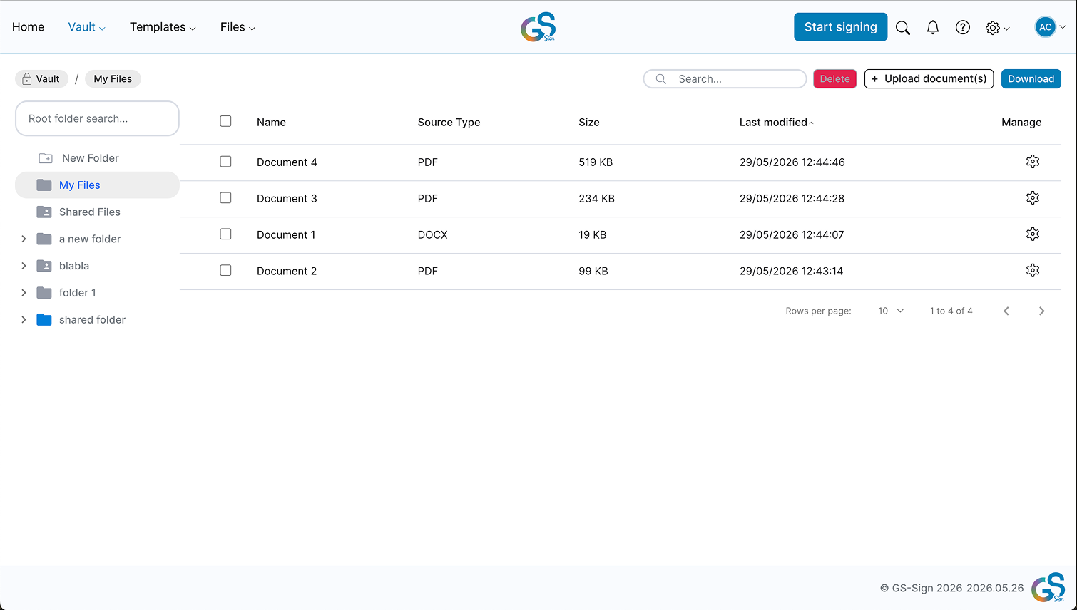Document Management dashboard screenshot