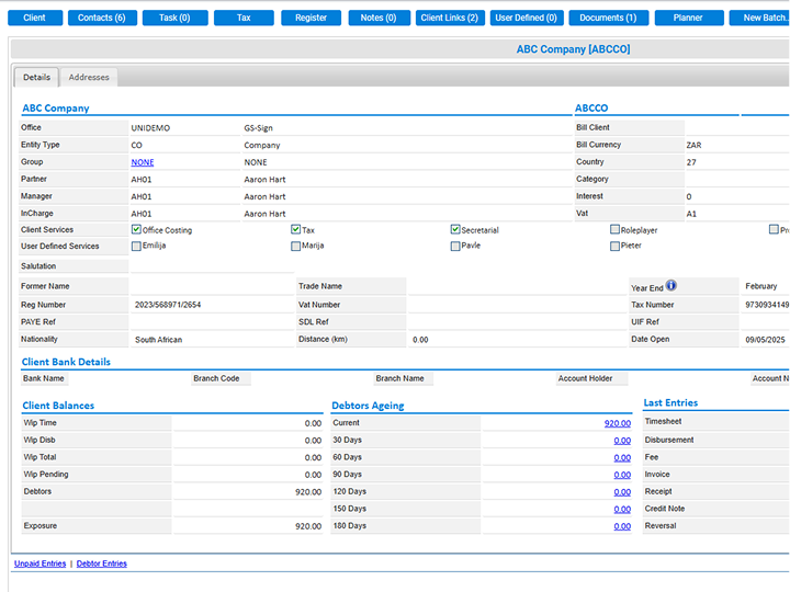 Client Management screenshot
